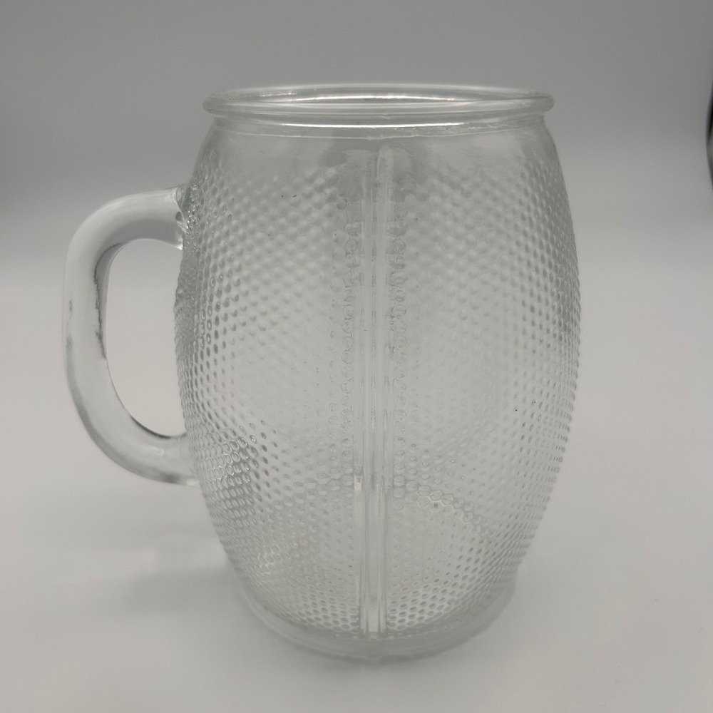 Home Essentials XL Football Beer Mug Clear Textured Glass Stein - Picture 2 of 8